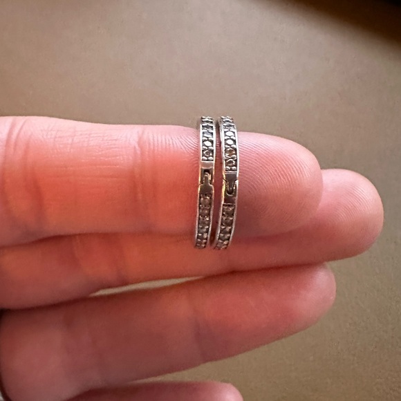 PANDORA Sparkle Logo Hoop Earrings - Picture 6 of 9